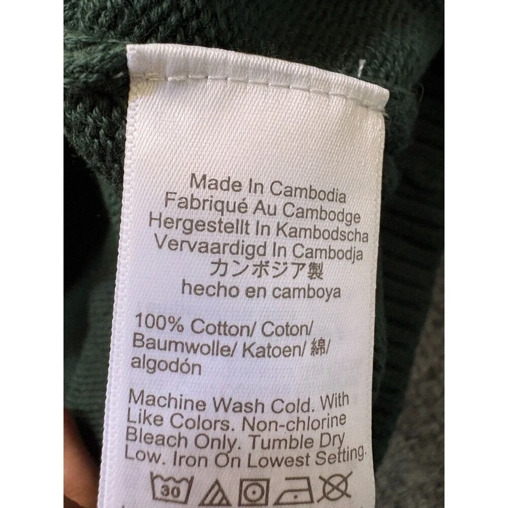 J CREW Sweater Mens Large Green Pull Over Long Sleeve Knit Cotton Dad